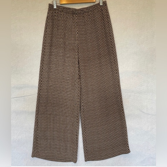Chico's Brown Elastic Waist Wide Leg Pants pull over Geometric Print design 2Reg - Picture 6 of 13